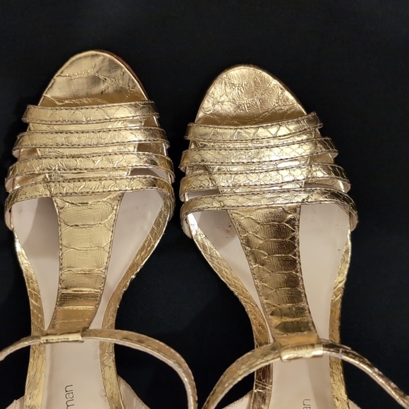 Authentic GOLD leather Python ALEXANDRE BIRMAN Size 8 shoes. 4" heel - Picture 6 of 10